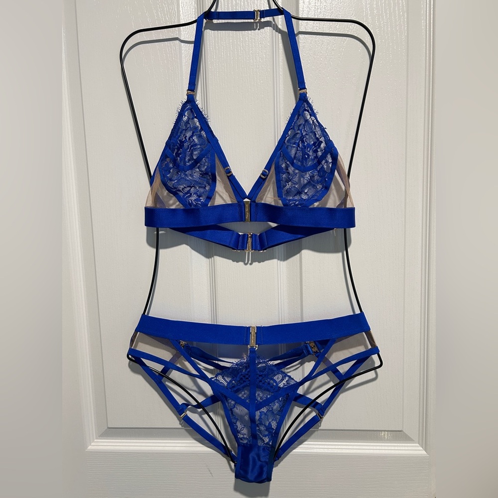 Honey Birdette Royal Blue Lace Bra Set